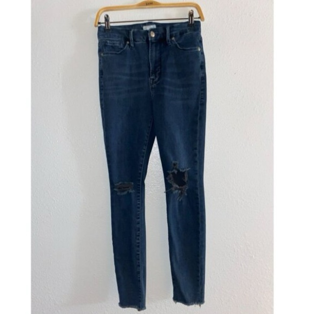 Good American Women's Distressed Blue Skinny Jeans